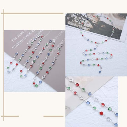 Colorful Rhinestone Y Chain Necklace Gold Long Crystal Y Lariat Necklace Rainbow Rhinestone Choker Necklaces Sparkly Long CZ Drop Chain Jewelry for Women - color: Silver
