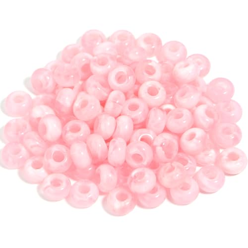 150PCS 14x8mm Pink Acrylic European Large Hole Rondelle Spacer Beads with Storage Box, Loose Beads for Bracelet Necklace Earring Hair DIY Jewelry Making - color: Pink