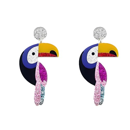 Cute Acrylic Tropical Fish Earrings Creative Parrot Hornbill Drop Dangle Earrings Stylish Animal Statement Earrings Daily Wear Jewelry for Women - color: Hornbill