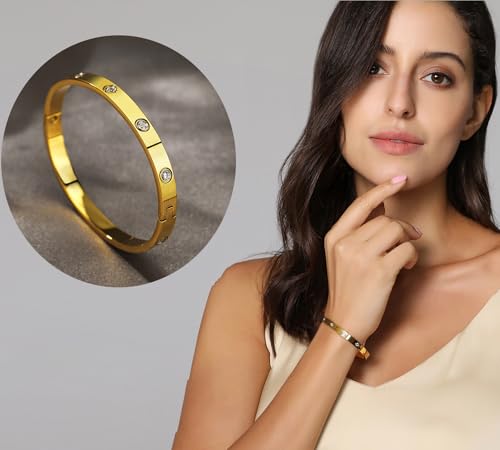 A D. ALLEN & DANMI. 18 K Gold Plated Love Bangle Bracelet Set Flexible Wide Wristband Bangle Bangle Set for Love - color: 2 Sets Rope Bangle