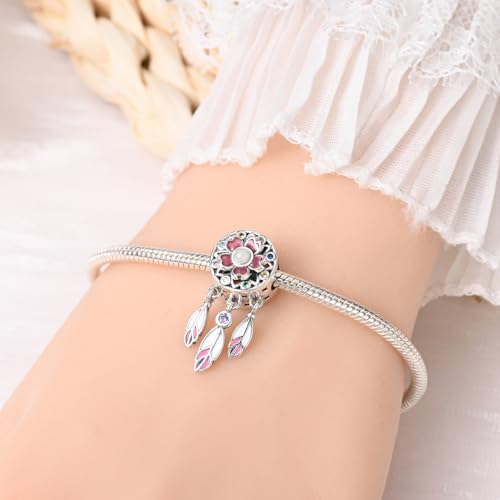 Pandach 925 Sterling Silver Charms Beads for Bracelets and Necklaces Butterfly and Headphones Pendants Clover Charms Jewelry Gift for Women - style: Sakura Charm
