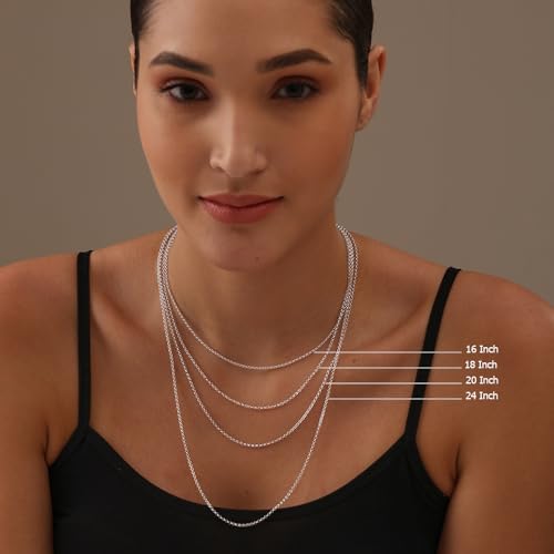 LeCalla 925 Sterling Silver Italian Jewelry Trendy Gift 1.5 MM, 2 MM, 3 MM Rolo Link Chain Necklace for Teen Women and Men with Spring Ring Clasp (16, 18, 20, 24 Inches) - size: Length 24 Inches, style: 1.5 MM