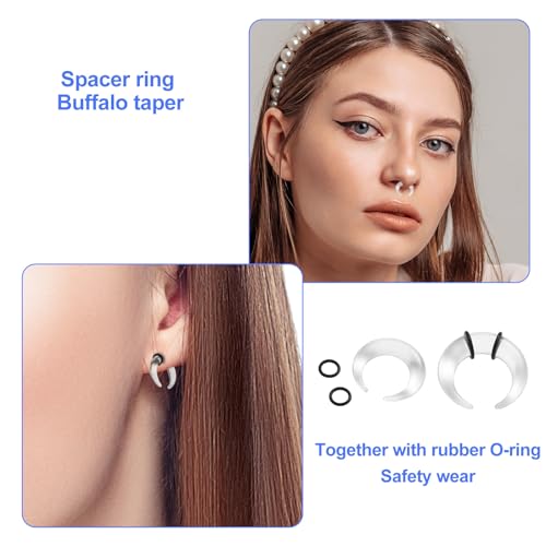 Mikovivi Acrylic Septum Rings,Plastic Horseshoe C-Shape Pincher Taper Cartilage Stretching Kit Piercing Retainer Jewelry for Women Man Nose Ear Tragus Size 14G 12G 10G 8G 6G 4G 2G 0G 00G