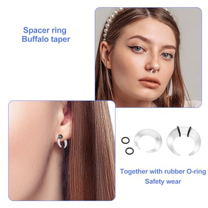 Mikovivi Acrylic Septum Rings,Plastic Horseshoe C-Shape Pincher Taper Cartilage Stretching Kit Piercing Retainer Jewelry for Women Man Nose Ear Tragus Size 14G 12G 10G 8G 6G 4G 2G 0G 00G