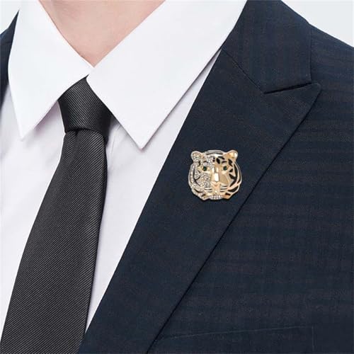 Luxury Crystal Tiger Brooch Pins for Women Men Vintage Gold-Tone Climbing Black Spots Leopard Brooch Fashion Panther Cougar Pin Suit Jackets Coat Animal Jewelry Gift - style: Gold Tiger