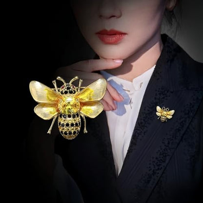 Rhinestone Bee Brooch Pin for Women Girls Gold Plated Fashion Cute Animal Insect Vintage Crystal Honeybee Bumblebee Brooches Lapel Pin Dress Accessories Wedding Christmas Jewellery Gift