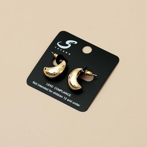 Small Chunky Gold Hoop Earrings For Women, 14k Gold Thick statement huggie hoop earrings Trendy Hoop Earrings Set Hypoallergenic Fashion Earrings - color: Gold -Bean