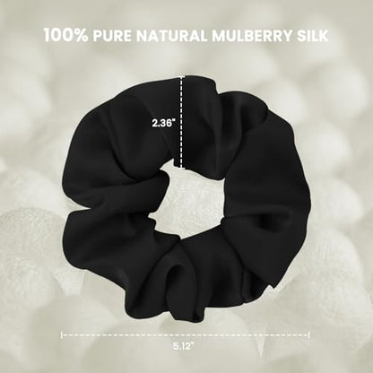 100% Mulberry Silk Hair Ties, Silk Hair Scrunchies for Women, No Damage for Curly Hair (Blush pink,L) - color: Color 04