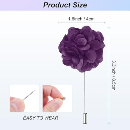M METERXITY Flower Lapel Pins for Men, Boutonnieres Pin Camellia Flower Groom Boutonnieres for Wedding/Graduation - color: Purple