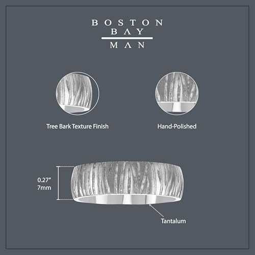 Boston Bay Diamonds Tantalum Comfort Fit Mens Wedding Band or Fashion Ring - 7mm & 8mm - Choice of Style - color: 7mm Tree Bark Finish
