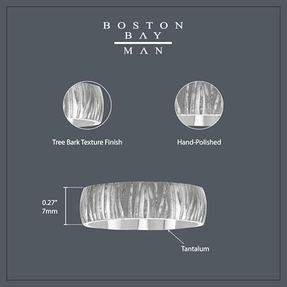 Boston Bay Diamonds Tantalum Comfort Fit Mens Wedding Band or Fashion Ring - 7mm & 8mm - Choice of Style - color: 7mm Tree Bark Finish