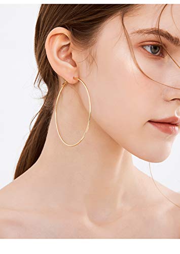 Cocadant Big Gold Hoop Earrings for Women Girls,Dainty 14k Gold Hypoallergenic Rose Gold Silver Hoop Earrings with 925 Sterling Silver Post,Stainless Steel Large Hoop Earrings - style: 70mm-Gold,Silver and Rose gold