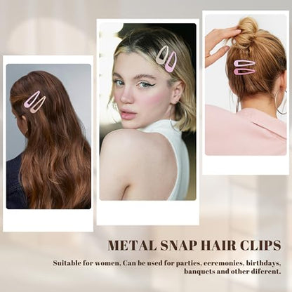 48 PCS Small Metal Barrettes For Women Non Slip Water Drop Snap Clips For Thick Thin Fine Hair Classic Accessories,Pink Rose Red Beige,1.97 x 0.5 In - color: Pink Rose Red Beige