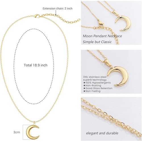 Sunflower Fidget Necklace for Women Gold Moon Necklace Rotating Heart Necklaces Spinning Crystal Flower Anxiety Necklaces Crescent Moons Jewelry Accessories - color: Moon