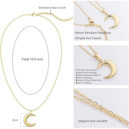 Sunflower Fidget Necklace for Women Gold Moon Necklace Rotating Heart Necklaces Spinning Crystal Flower Anxiety Necklaces Crescent Moons Jewelry Accessories - color: Moon