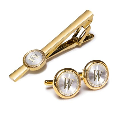 Barry.Wang Mens Cufflinks Tie Clip French Stylish Cuff Links Wedding Shirts Cuff Buttons Elegant Gift Necktie Pin - style: Gold Silvery M