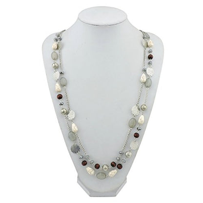 Bocar Long Necklaces for Women Trendy, Boho Layered Crystal Beaded Collar Necklaces for Women, Fashion Statement Necklaces Jewelry - color: Grey