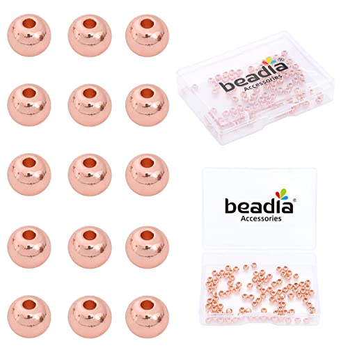 Rose Gold Plated Round Spacer Beads 4mm 100pcs for Jewelry Making Findings Non Tarnish - color: Rose Gold, size: 4mm