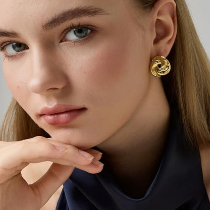 Green Crystal huggie gold hoop earrings for women Girls,14K Gold Plated with 925 Sterling Silver Post color Cubic Zirconia dainty cute Earrings| CZ Stud Earring - color: Infinity Knot Earrings