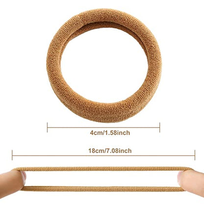 100 Pcs Thick Seamless Hair Ties, Ponytail Holders Hair Accessories No Damage for Thick Hair Christmas Gift(Light Brown Colors) | Nylon Hair Elastics, Thick Seamless Stretch, No Crease Damage, Ideal Daily Ponytail Holders for Women Girls All Hair Textures