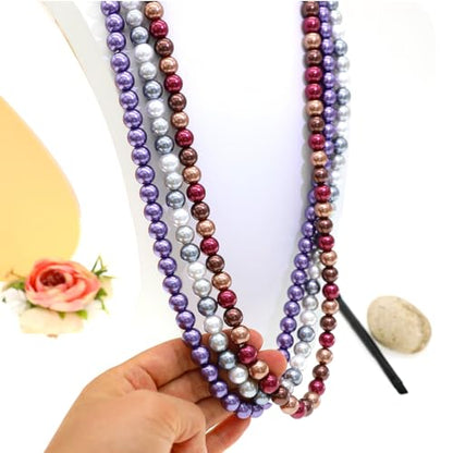 Long Simulated 10mm AAA Pearl Strand Necklace for Women Multicolor Pearl Choker Necklace 1920s Pearl Statement Necklace Costume Jewelry - color: 10mm Purple 24 Inches