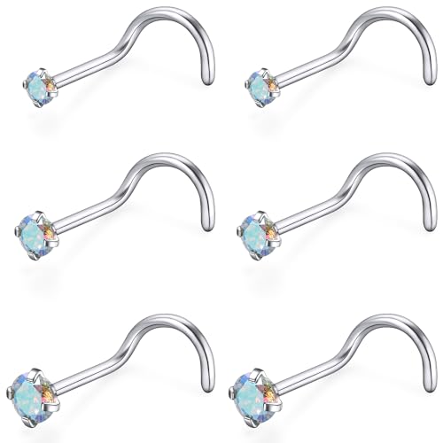 18G 20G 22G Stainless Surgical Steel Titanium Nose Rings Studs for Women L Shaped Nose Rings Screw Nose Studs Nostrial Piercing Jewelry for Women Men Silver Gold Black - style: 22G/AB CZ/Screw/Titanium