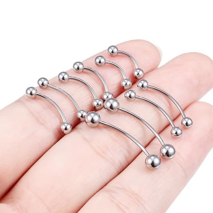 20G Eyebrow Piercing Jewelry Surgical Steel Vertical Labret Lip Jewelry Curved Barbell Tiny Eyebrow Rings Ear Rook Navel Small Belly Button Ring for Women Men 6mm/8mm/10mm/12mm/14mm - color: silvertone,ball