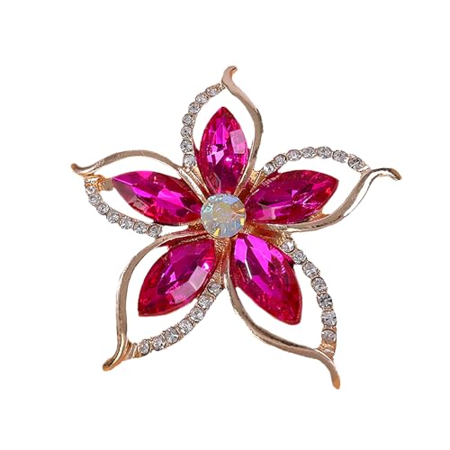 ATHHZ Pearl Flower Brooches and Pins for Women Suit Dress Decorative Gold Brooch - color: Red B