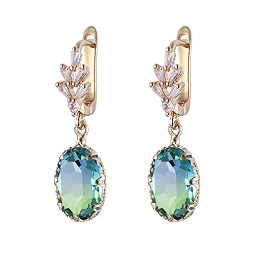 Crystal Earrings CXUEMH Teardrop Earrings for Women Blue and Green Dangle Earrings Elegant Earrings for Prom Emerald Green Earrings Formal Jewelry Crystal Drop Earrings - color: Style C