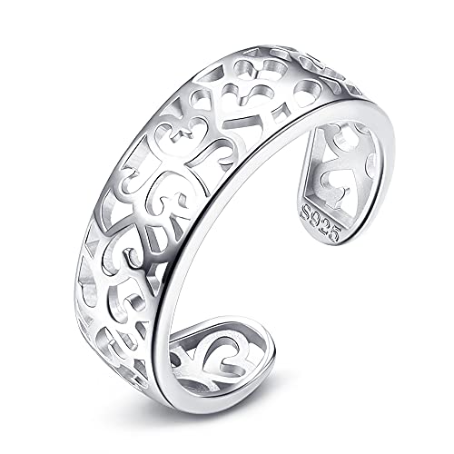 MILACOLATO Toe Rings for Women 925 Sterling Silver Adjustable Toe Ring | Adjustable Open Band Toe Rings, Hypoallergenic Ring for Sensitive Skin, Non Tarnished Waterproof Summer Beach Foot Jewelry - color: Flower A