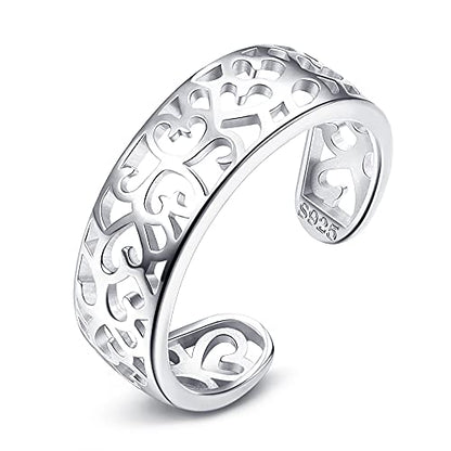 MILACOLATO Toe Rings for Women 925 Sterling Silver Adjustable Toe Ring | Adjustable Open Band Toe Rings, Hypoallergenic Ring for Sensitive Skin, Non Tarnished Waterproof Summer Beach Foot Jewelry - color: Flower A