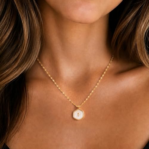 14K Gold/Silver Plated Cross Necklace for Women White Enamel Pendant | Unique Brass Irregular Disc Cross, Dainty Minimalist Faith Jewelry for Everyday Wear, Comes in a Beautiful Box - style: gold style3
