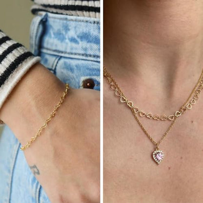 Jabogrii 16.4 Feet Heart Jewelry Chains Gold Brass Chain for Jewelry Making | Women Necklace Bracelet DIY Craft Chain Bulk Permanent Jewelry Making Roll - color: Heart Gold
