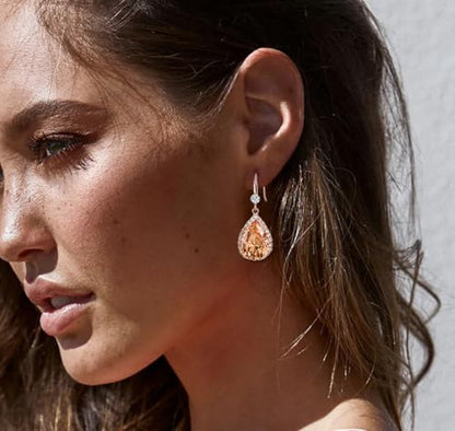 Crystal Drop Earrings for Women Cubic Zirconia Teardrop Earrings Sparkling Rhinestone Dangle Earring - color: Gold Champion
