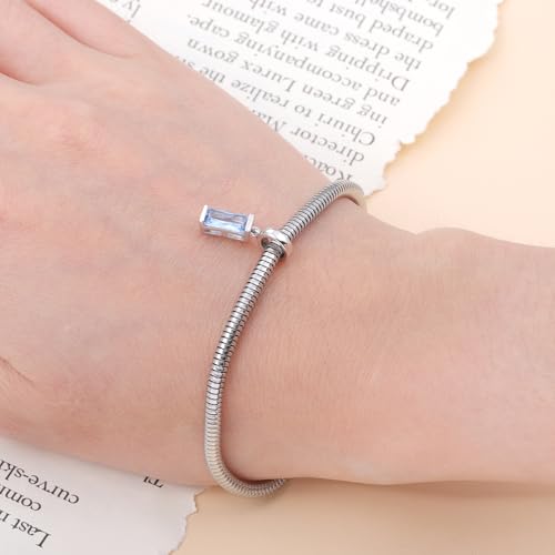 Helonley Birthstone Charms for Charms Bracelet: Birth Stone Charms | 925 Sterling Silver Birth Stone Bead Charms for Bracelets and Necklaces, Christmas Birthday Gifts for Mom and Wife - color: Mar.