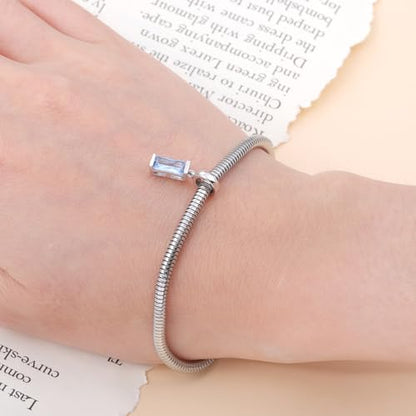 Helonley Birthstone Charms for Charms Bracelet: Birth Stone Charms | 925 Sterling Silver Birth Stone Bead Charms for Bracelets and Necklaces, Christmas Birthday Gifts for Mom and Wife - color: Mar.