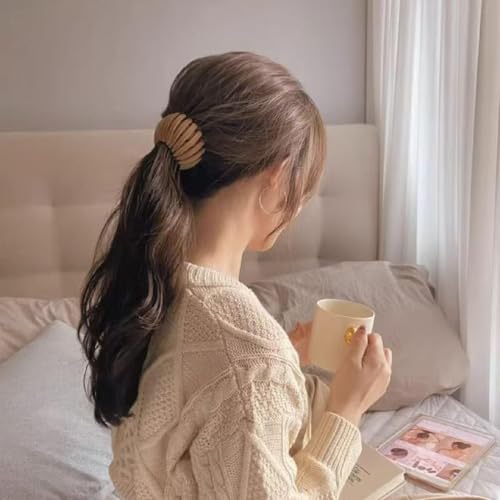 6Pcs Birds Nest Hair Clip Set for Women, Velvet Bird Nest Hair Clip Expandable Ponytail Holder, Lazy Bun Maker Hair Clips, Non Slip Bird Nest Plate Hairpins for Thick Thin Hair - color: 6 Multicolor