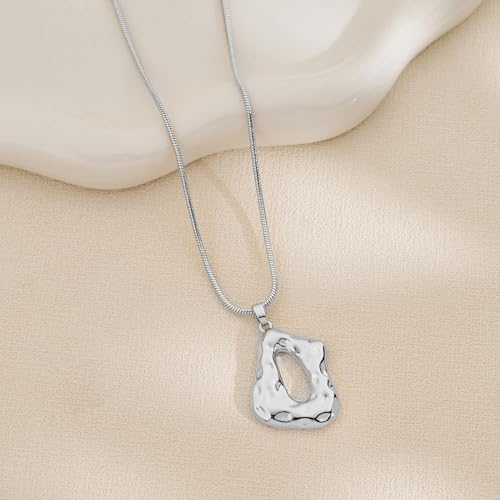 Boho Chunky Gold Statement Necklaces for Women Beach Jewelry Gifts | Versatile Everyday Wear, Pairs with Any Outfit, Ideal Gift for Any Occasion, Easy to Layer, Lightweight, Hypoallergenic - style: Hammered-Silver-A