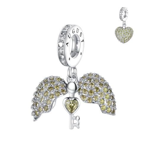 Annmors Birthstone Charms for Bracelet 925 Sterling Silver Charms fit Bracelet Necklace Dangle with 5A Cubic Zirconia Christmas Valentine Mother's Day Gift for Women - color: 08-August-Peridot