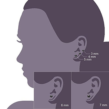 Jewelrieshop Faux Pearl Stud Earrings 5 Pairs, Stainless Steel Hypoallergenic Starter Set for Women - color: Black
