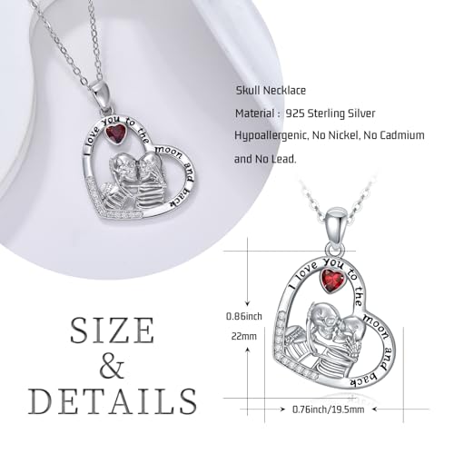 Sterling Silver Halloween Necklace Gothic Jewelry Gifts for Women Men - style: Skeleton