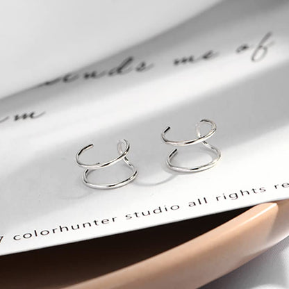 4PCS Helix Ear Cuff Cartilage Earring No Piercing Earcuff, 925 Sterling Silver,14K Gold Simple Criss Cross Double Lines Adjustable Ear Cuffs Minimalist Women Girls Men Clip On adornment Set - color: silver