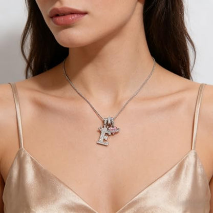 18K Gold & Silver Plated Initial Necklaces for Women - color: E-Silver