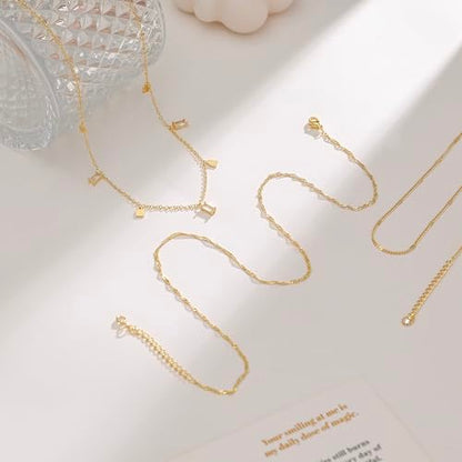Layered Necklaces For Women,Dainty Gold Plated Necklace Stack Prom Layering Necklaces For Women Trendy Chain Cross Choker Necklace Set Fashion Accessories - color: 3set-2
