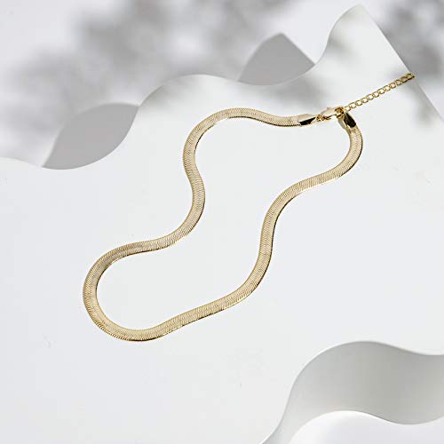 PAVOI Chain Necklace for Women, 14K Gold Plated Adjustable Layering Chain - style: Snake-L