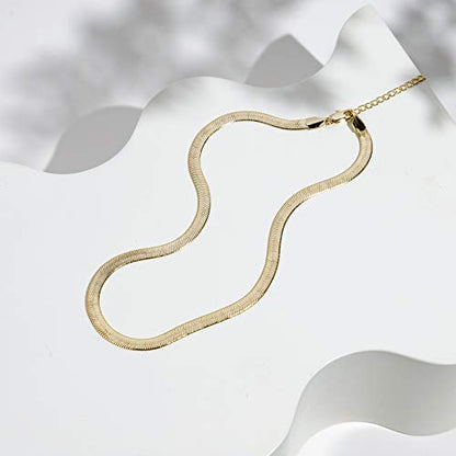 PAVOI Chain Necklace for Women, 14K Gold Plated Adjustable Layering Chain - style: Snake-L