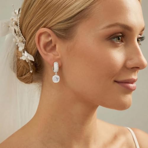 LLWOM Gold Dangle Earrings for Women-Trendy 14K Gold/Silver Plated Cubic Zirconia Huggie Hoop Earrings Teardrop Earrings Lightweight Hypoallergenic Statement Jewelry Gifts for Women - color: CZ-S-Dangle Hoop