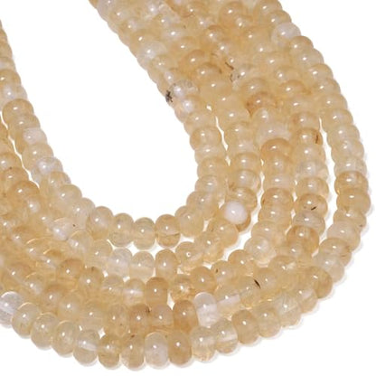 Songxi 5x8mm Natural Gold Rutilated Quartz Stone Rondelle Beads, 75PCS Spacer Round Loose Abacus Beads for Jewelry Making, Gemstone for Bracelet Necklace Earrings, Arts and Crafts - color: Gold Rutilated Quartz
