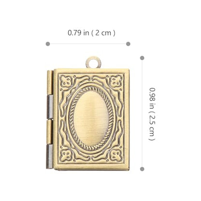 LIFKOME Vintage Book Locket Photo Pendant 2 Pcs Picture Locket Charms for Necklace Bracelet Jewelry Making Mini Photo Frame Ornament 0.86 X 0.70 X 0.19 in