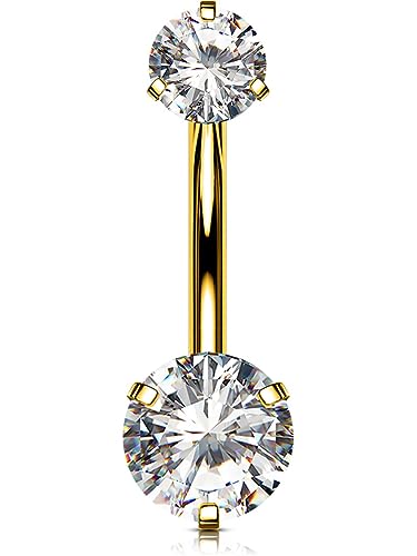 OUFER Belly Button Rings, G23 Solid Titanium Belly Rings, Clear CZ Navel Piercing Jewelry, Internally Threaded Belly Piercing Jewelry for Women